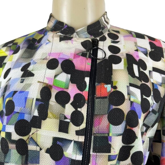 Akris Punto Women's Multicolor Long Sleeve Zip Up Blazer Sz 12 (EUR 42) - Picture 4 of 8